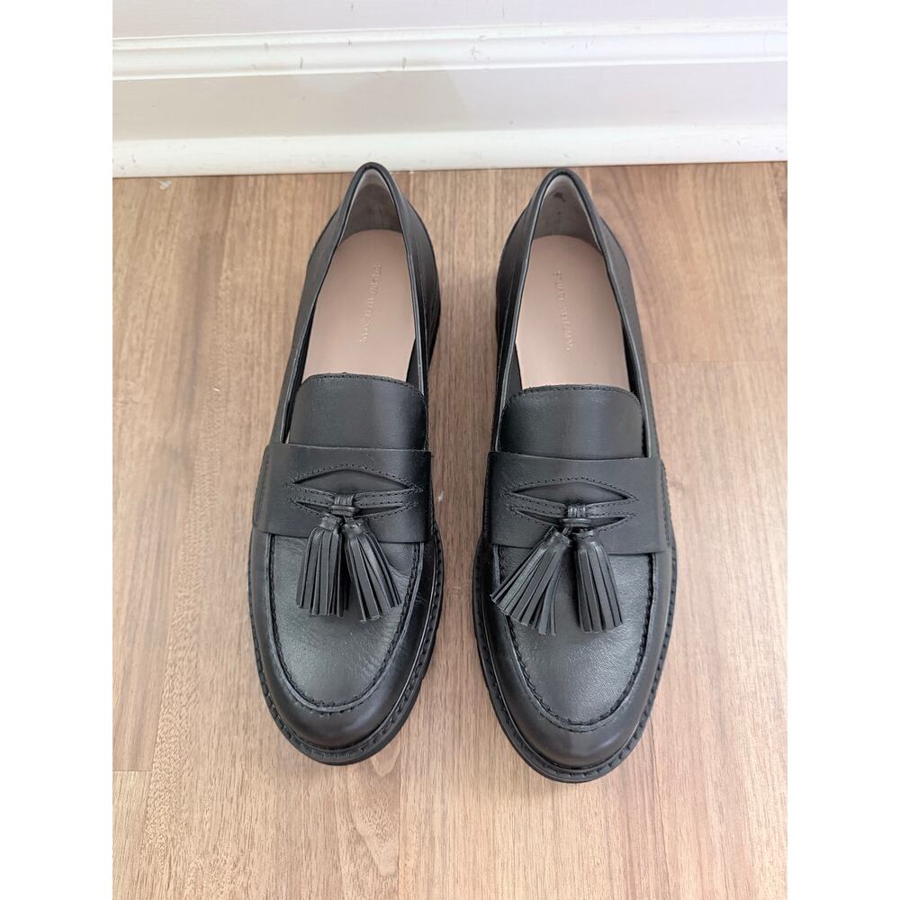 Stuart Weitzman Adrina Leather Tassel Black Loafers-Size 11.5 - Picture 2 of 6